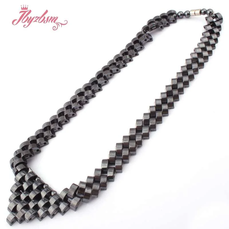 Бусины Из Гематита и натурального камня прямоугольные (без магнита) черные 4 х10 мм