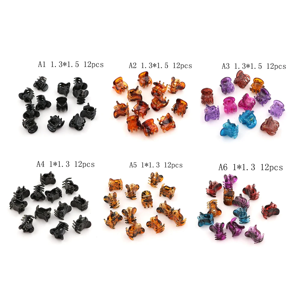 

12pcs/set Women Girls Kids Small Hair Claw Clamps Colorful Hair Crab Fashion Mini Hair Clip Claws Solid Color Accessories