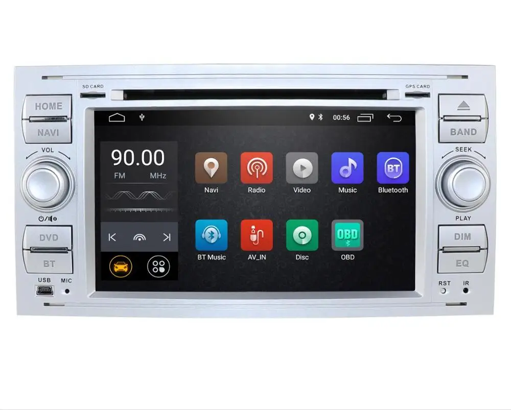 4G Android 9,0 " DAB+ DVD радио плеер gps sat nav Navigatio для FORD TRANSIT FOCUS C-MAX S-MAX FIESTA GALAXY FUSION WiFi 2 din - Цвет: silver