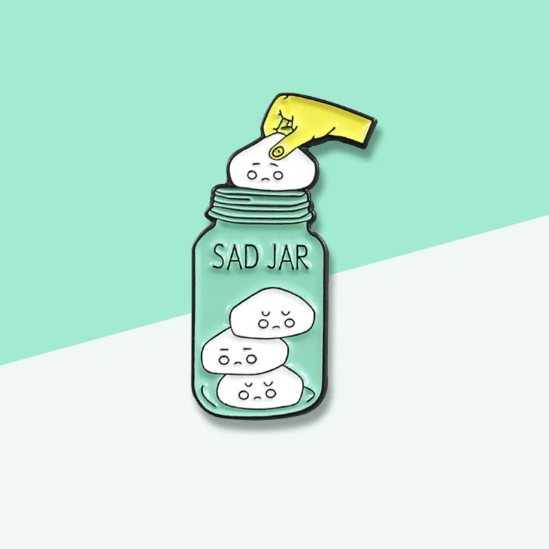 Грустно банку эмалевая брошь Положите грусть в банке и сохранить их для