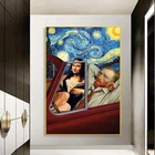 Постеры и принты с изображением Ван Гога и Моны Лизы, абстрактные картины на холсте с изображением курения маслом, настенные картины, украшение для дома