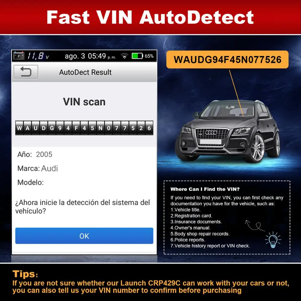 Считыватель кодов LAUNCH X431 CRP429C OBD2 сканер ENG ABS подушки безопасности SRS на