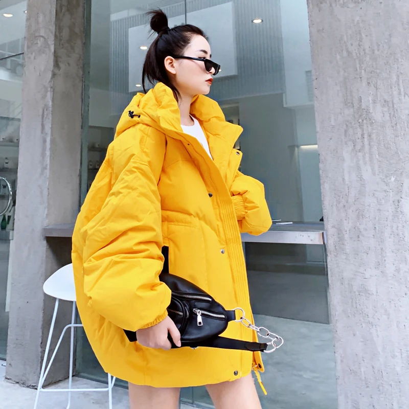 

2021 Korean Style Hooded Winter Coat Women Loose Plus Size Parka Oversized Streetwear Women Tops Fashion Women Clothes