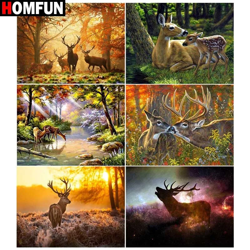 5d алмазная живопись HOMFUN полноразмерная/круглая картина олень дерево лес вышивка