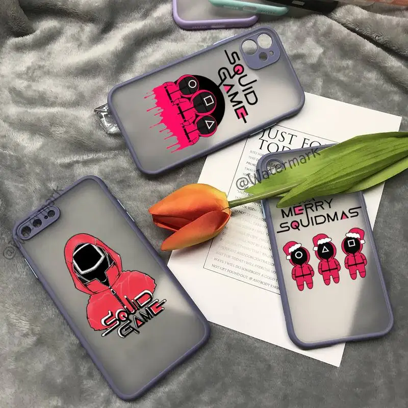 

Squid Game TV 456 Phone Case For IPhone 12 11 Pro Max Xs Xr X 7 8 Plus Grayish Purple Matte Translucent Coque