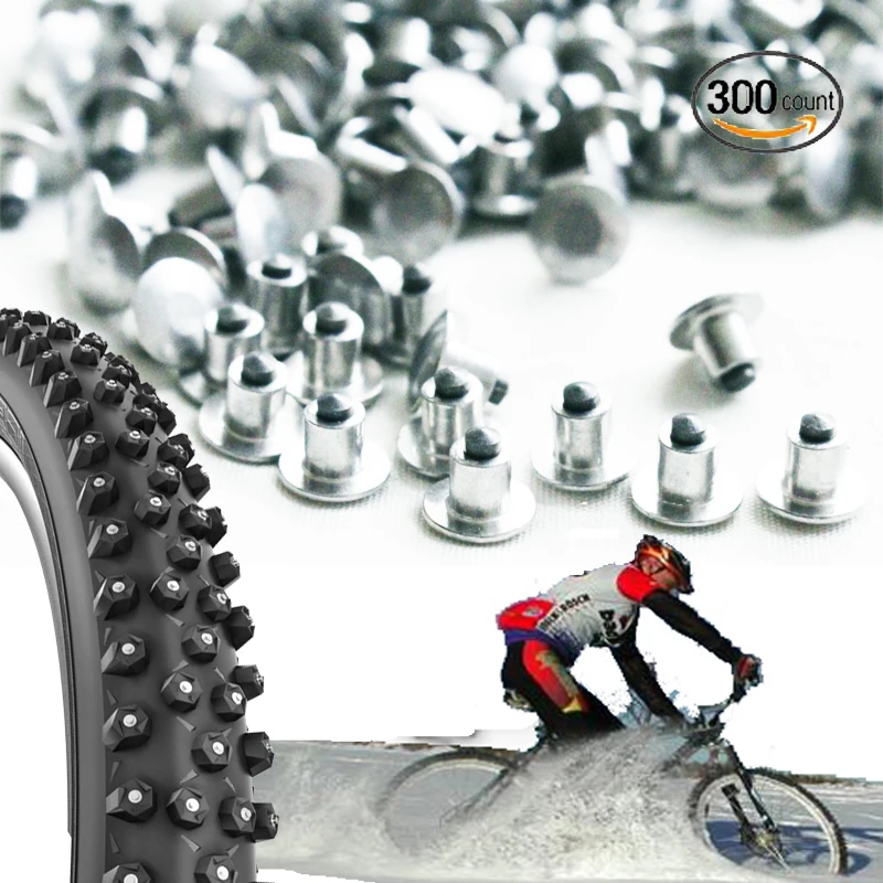 

300pcs 6.5mm/0.26" Aluminum Tire Studs Winter Studded Mountain Bike Spikes for Fat bike Mount Tyre Snow Studs Sharp Carbide Tips