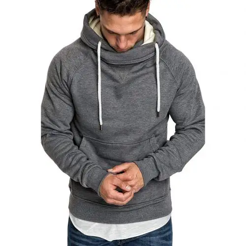 Dark Gray Мужская однотонная свободная Спортивная толстовка с капюшоном и длинным рукавом и карманами sudaderas hombre материал флис - Цвет: Dark Gray