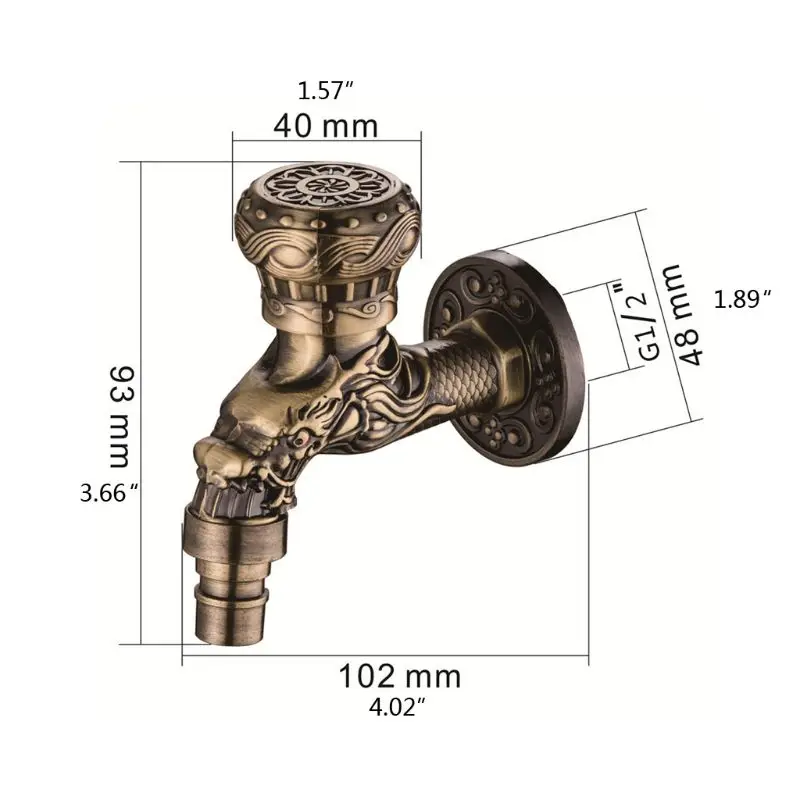 

Antique Bronze Dragon Wall Mounted Tap Sink Faucet Dragon Washing Machine Tap