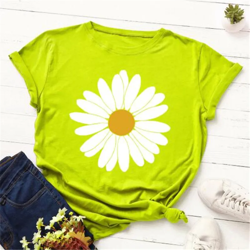 

Summer Women tshirt Cotton Plus Size 5XL Short Sleeve Graphic Tee Shirt Tops Flower Print Female Loose Casual Large t-shirt Top