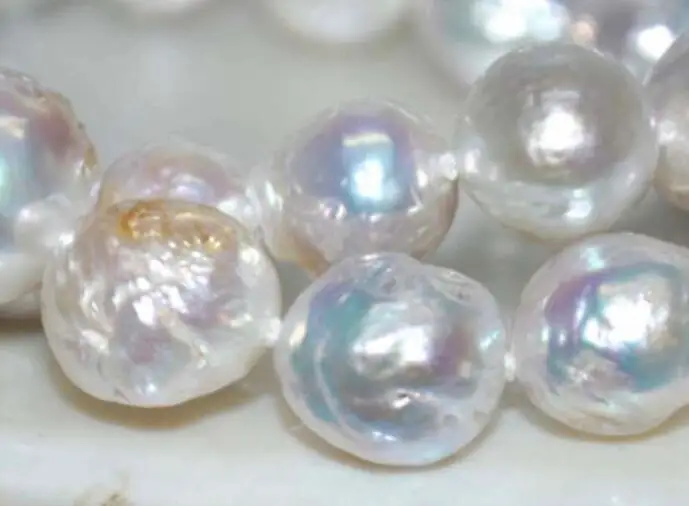 

Благородный jewelr AAA 12-11 мм Южный морский натуральным белым розовым фиолетовым жемчугом ожерелье из 14-каратного золота с застежкой