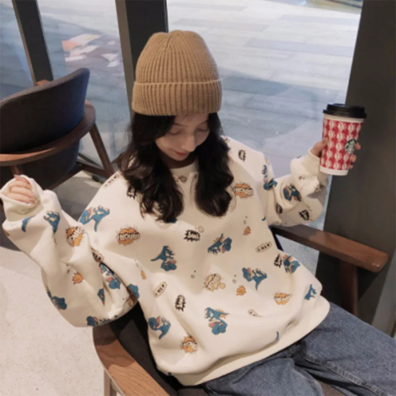 

New loose and thin pullover sweater net red lazy style Korean student round neck pullover blouse women