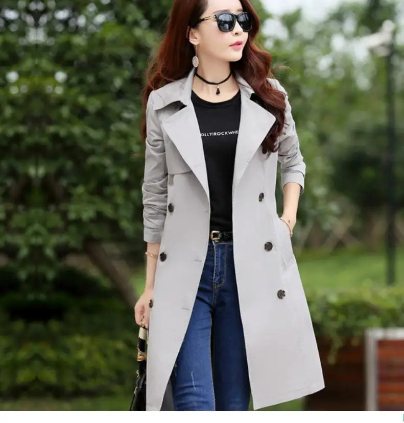 

2021 spring and autumn winter Long sleeve Women's Windbreaker coat