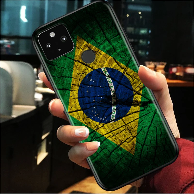 

Brazil Brazilian flag Shockproof Cover for Google Pixel 5 5A 4 4A XL 5G Black Phone Case Shell Soft Fundas Coque Capa