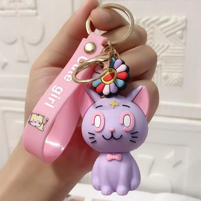 

a Creative Cute Web Celebrity Kitten Key Chain Pendant Bestie Bag Key Ring Pendant Decorated With Cute Cat Car Key Chains