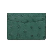 Unisex Genuine Leather Card Holder Men Women Fashion Brand Luxury Case Real Ostrich Leather Credit Card Holder Small Bag Wallet