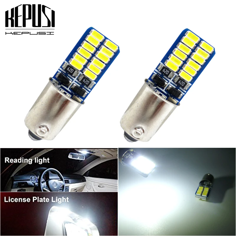 

2pcs CANBUS BA9S T11 T4W 3014 24 SMD White LED Interior Bulbs Dome Map Reading Light Side Wedge Parker Bulbs White Car Source