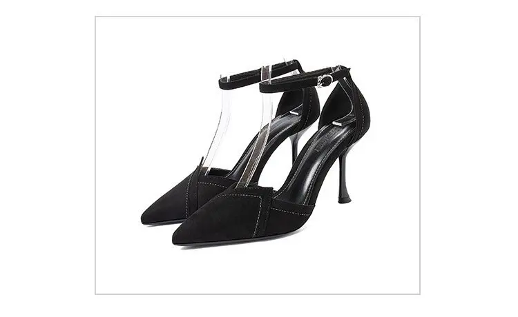 

2020 Sandalias Femeninas High Heels Autumn Flock Pointed Sandals Sexy High Heels Female Summer Shoes Female Sandals Mujer S040