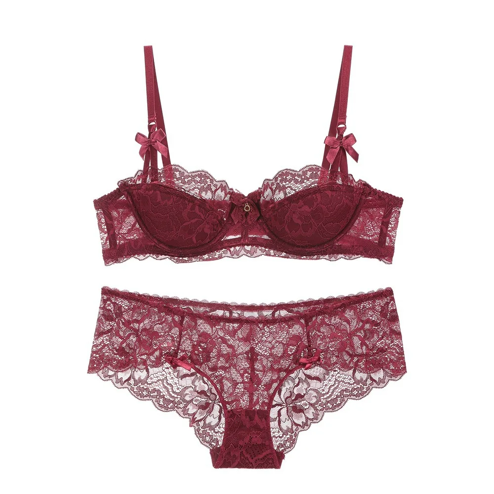 

New Style Lace Push-Up Ultra-Thin Surface Cotton GIRL'S Underwear Cup Half Bra Set