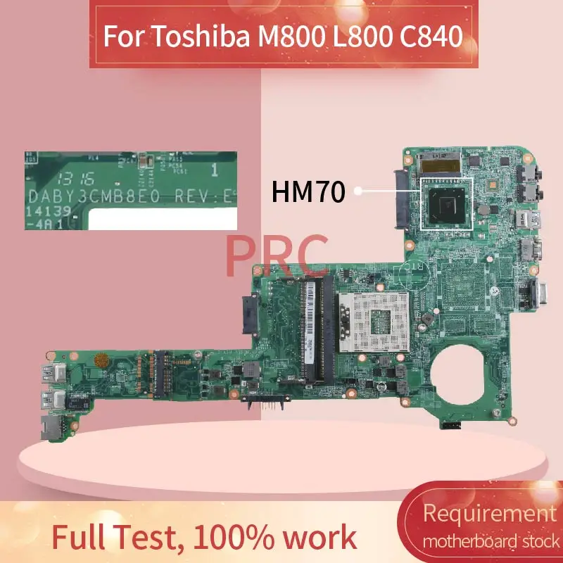 Placa-mãe Sjtnv Hm70 Ddr3 Usada para Laptop Toshiba M800 L800 Cestampa Placa-mãe para notebook