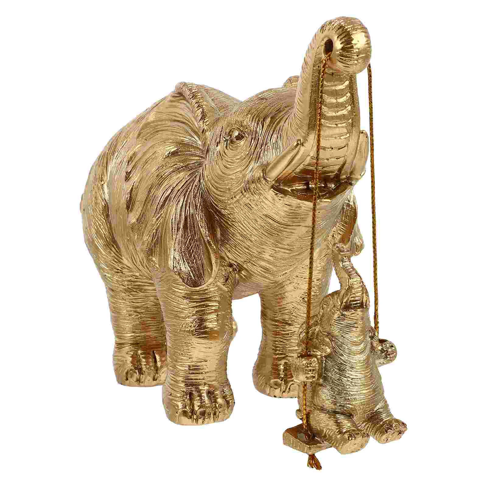 

1PC Imitation Retro Elephant Ornament Child Mother Elephant Statue Adornment