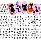 Переводные наклейки и Переводные картинки для ногтей, летний дизайн, набор с мультипликационным котом, милые слайдеры, 12 видов конструкций, тату маникюр