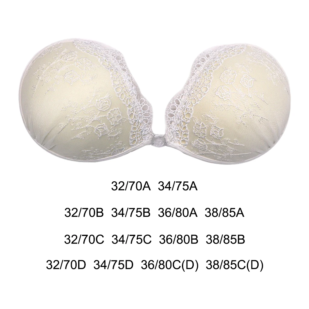 

Women Lace Embroidery Push Up Silicone Strapless Invisible Bra