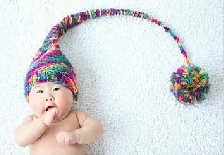 Бесплатная доставка новый вязаный крючком Эльф колпачок для новорожденных