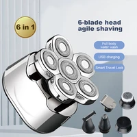 6 in1 grooming kits digital display electric shaver men hair beard trimmer electric razor wet dry men face shaving machine