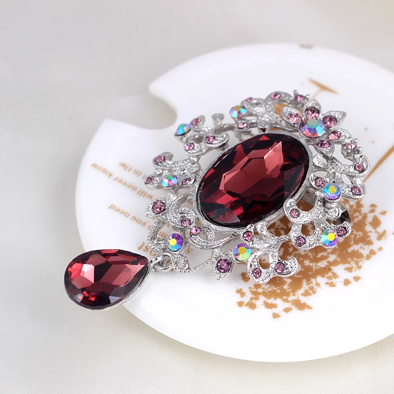 Женская брошь в форме капли воды с голубым кристаллом Букет Модные Ювелирные