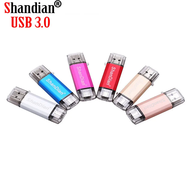 SHANDIAN Metal Custom LOGO USB 3.1 Type-C usb flash drive 3.0 64GB Pendrive 32GB memory Stick 16GB for Phones Micro card | Компьютеры и