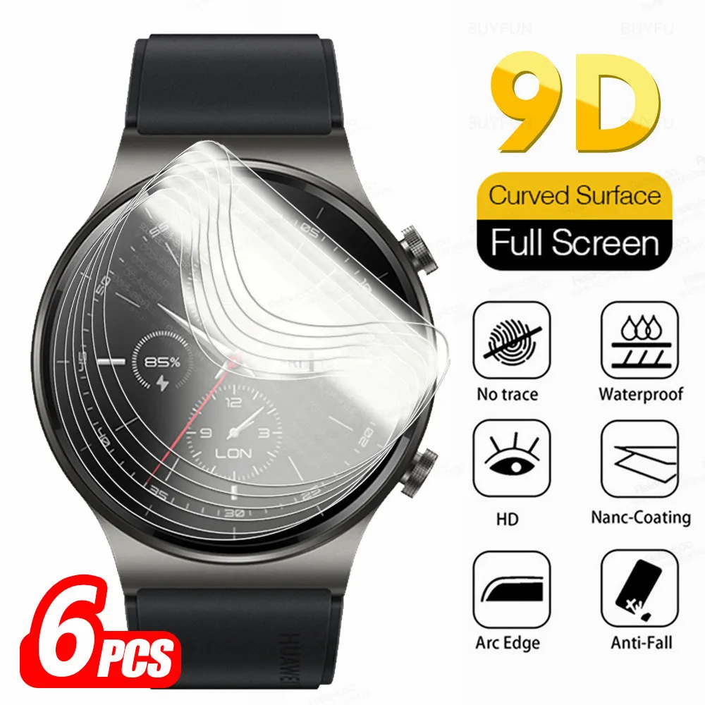 

6PCS For Huawei Watch GT2Pro 9D Curved Hydrogel Soft Film GT2 Pro GT 2 42mm 46mm GT2E 2E Smartwatch Screen Protector Not Glass