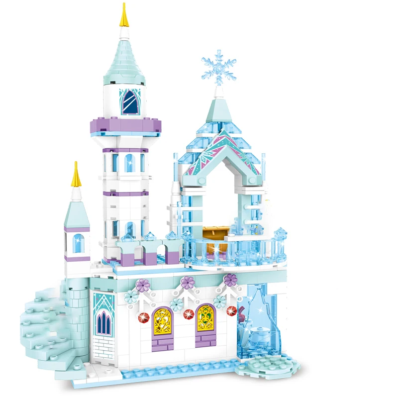 

Royal Princess Series Fairy Tale Ice Castle Model Building Blocks Magical Ice House Bricks Friends Girl Kids Creative Toys Gift