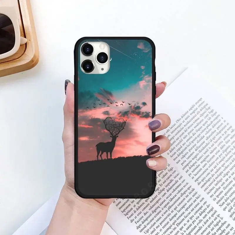 

Deer forest animal pattern Phone Cases for iPhone 11 12 pro XS MAX 8 7 6 6S Plus X 5S SE 2020 XR Luxury brand shell funda coque