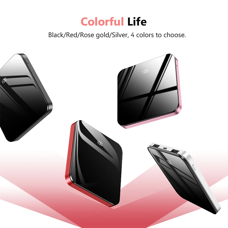 Ультра тонкий 5000 мАч Мини Внешний аккумулятор быстрая зарядка светодиодный