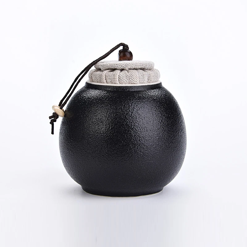 Black Ceramic Tea Caddy Portable Candy Box Home Sealed Coffee Bean Flower Storage Jar Moisture-proof Kitchen Food Container |