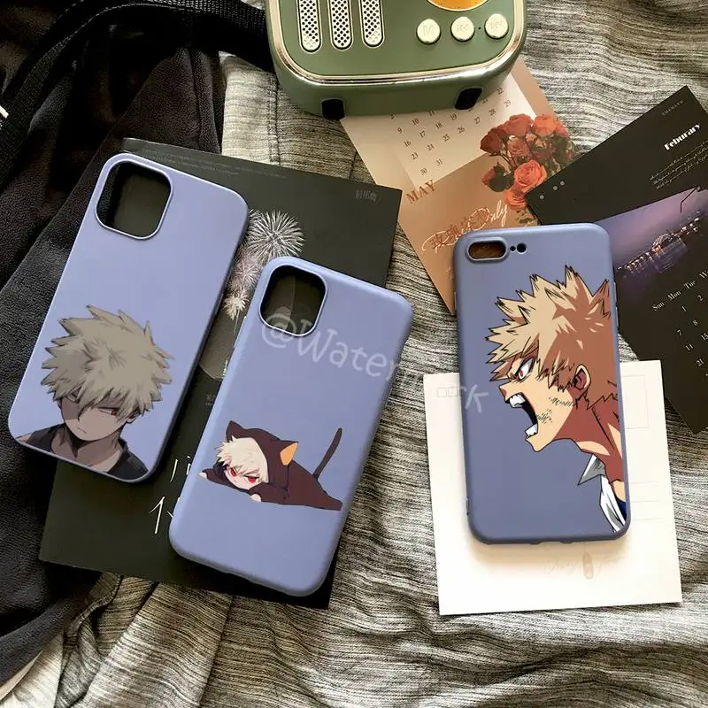 

Bakugo Katsuki My Hero Academia Phone Case For IPhone 8 7 6s 6 Plus X Xr Xs 12 11 Pro Max Dark Blue Candy Colors Cover