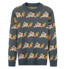 Мужской трикотажный свитер с круглым вырезом, в стиле Харадзюку