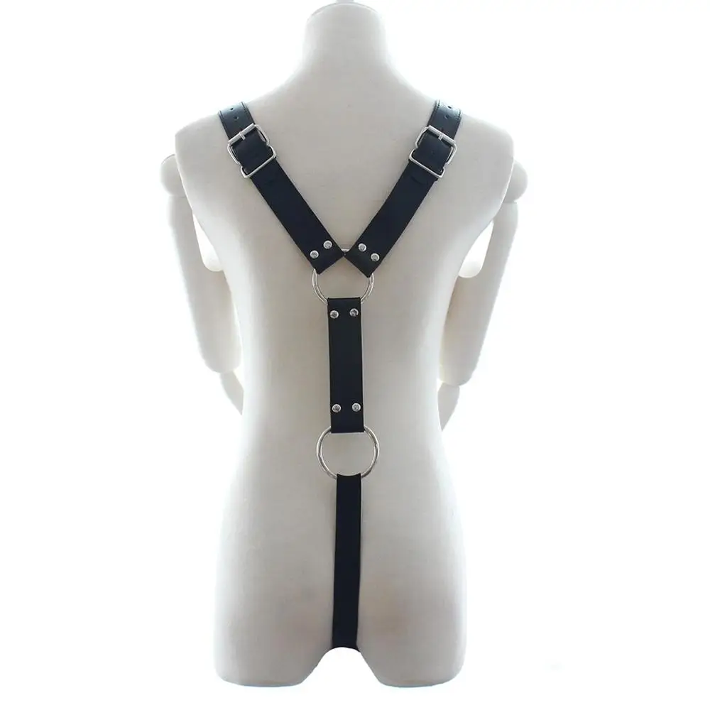 Мужские кожаные Y-образные ремни в стиле Харадзюку готический костюм комбинация