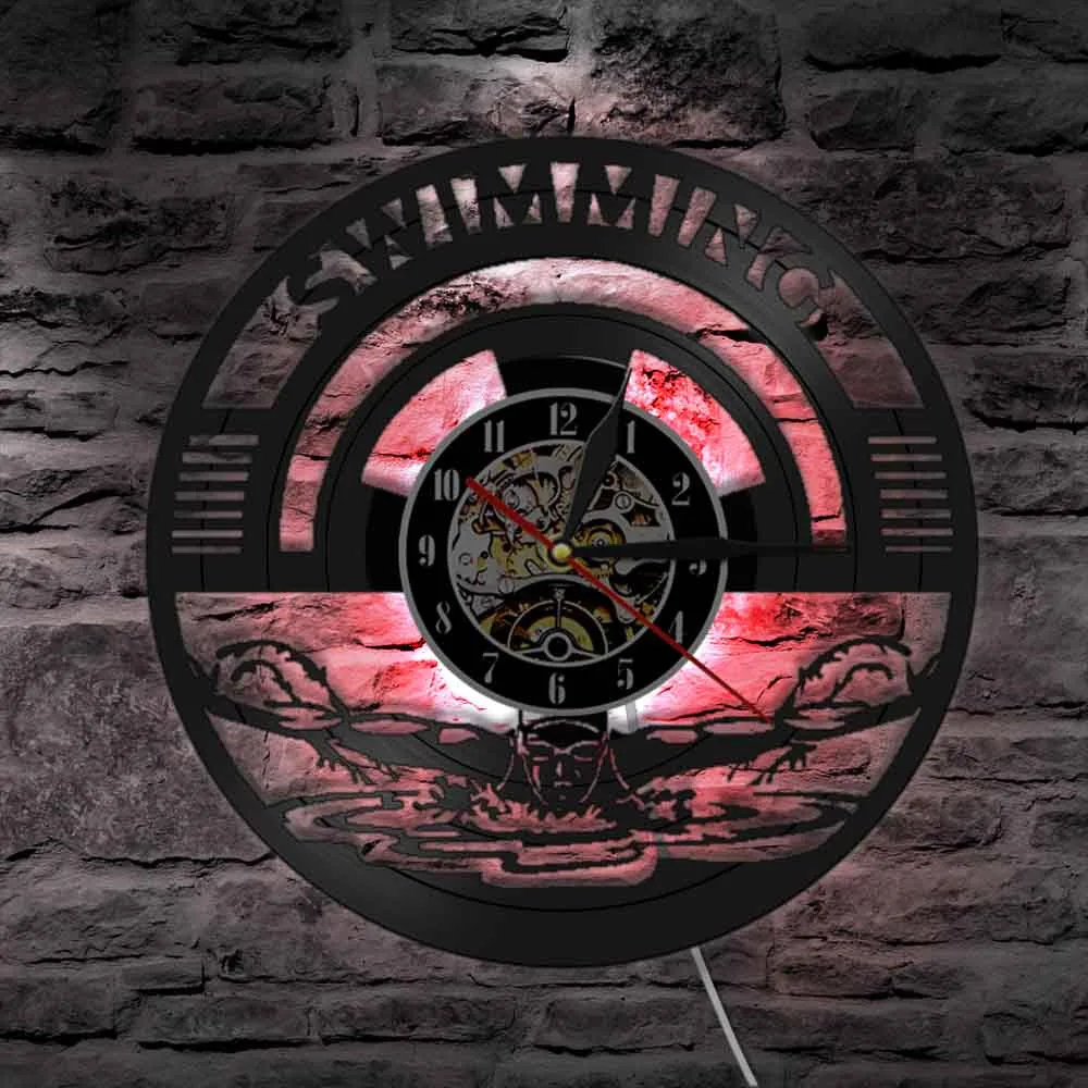 Часы настенные виниловые для плавания бесшумные спортивные современные