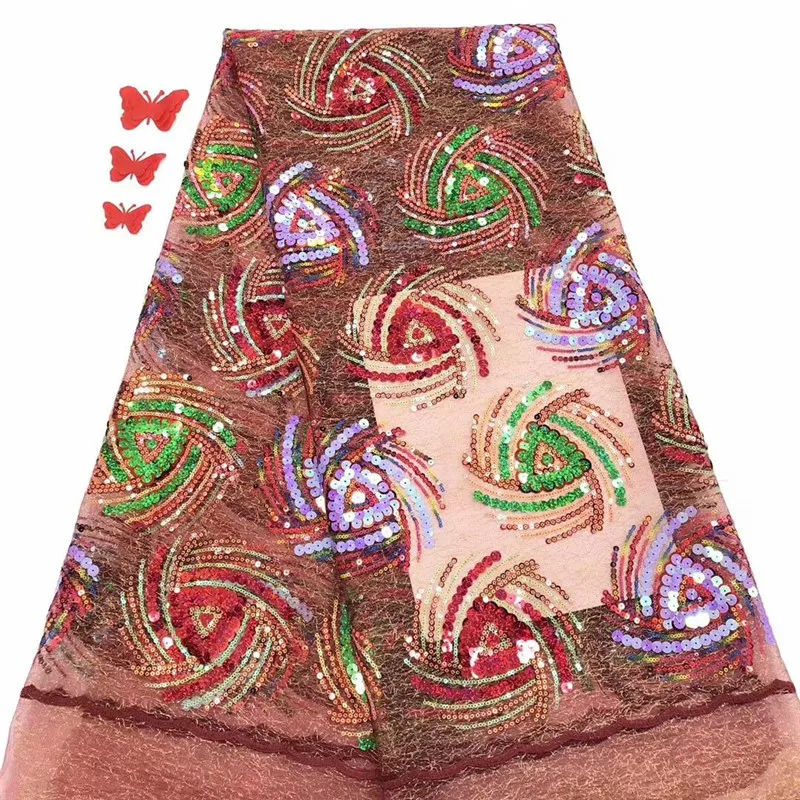 2020 новейшее французское кружево с блестками оранжевая ткань высокого качества