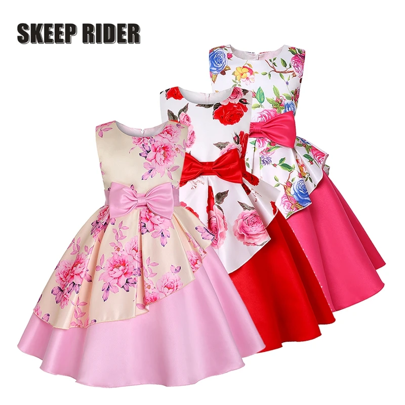 Платье принцессы для маленьких девочек с цветочным рисунком дня рождения