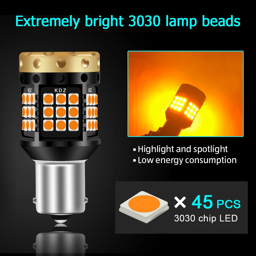2x T20 W21W WY21W 7440 7440NA P21W PY21W светодиодный поворотник светильник лампочки Canbus ОШИБОК