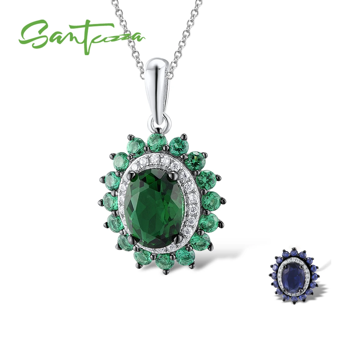 

Женский кулон из серебра 925 пробы, с зеленой шпинелью