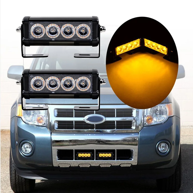 

SXCLG LED Car Strobe Light Flash Warning Lamp MINI Bar 12V 24V White Red Blue Amber Flashing Strobe Light Kit for Car SUV Truck