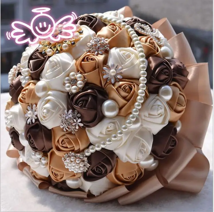 

Pearl Bridal Bouquets Gorgeous Beaded Crystal Wedding Bouquet Rose Bridesmaid Flowers Artificial Sapphire SPH238