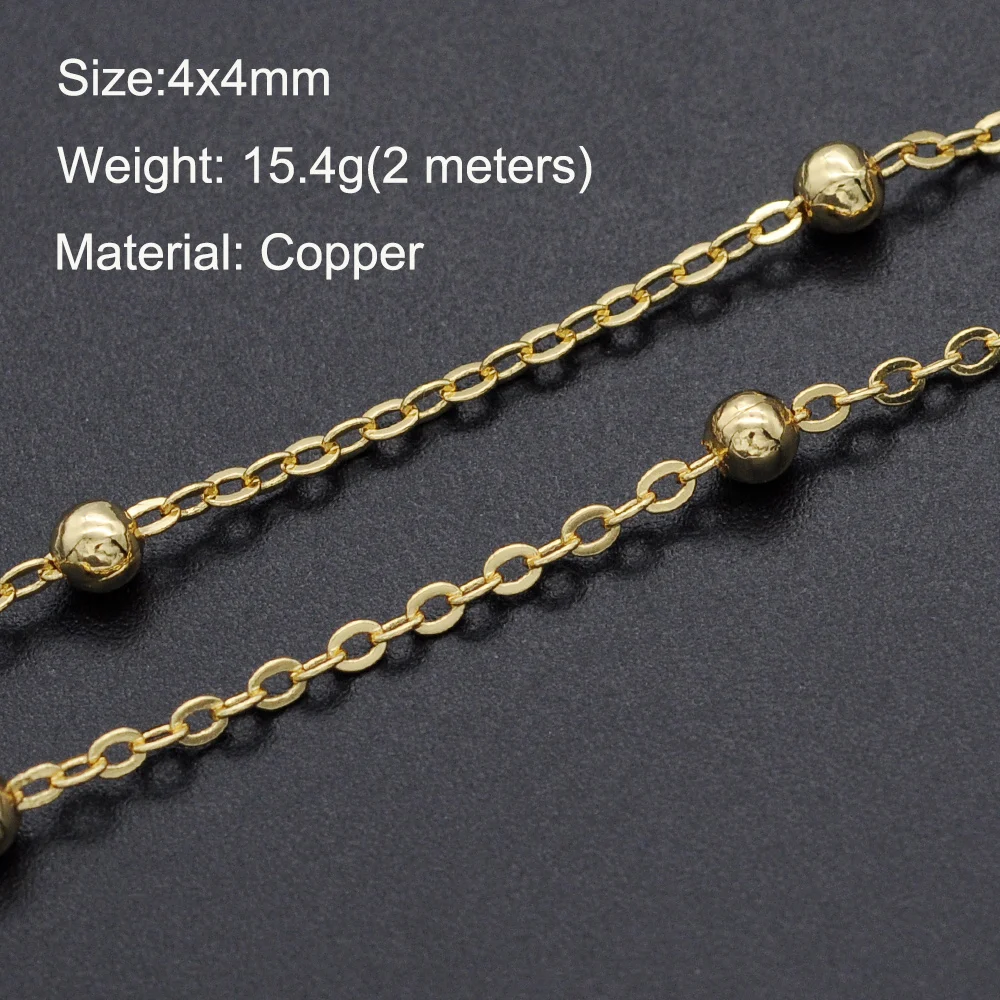 

2 Meters/lot Ball Bead Gold Plated DIY Jewelry Link Chain Wholesale Necklace Making Chains Top Quality
