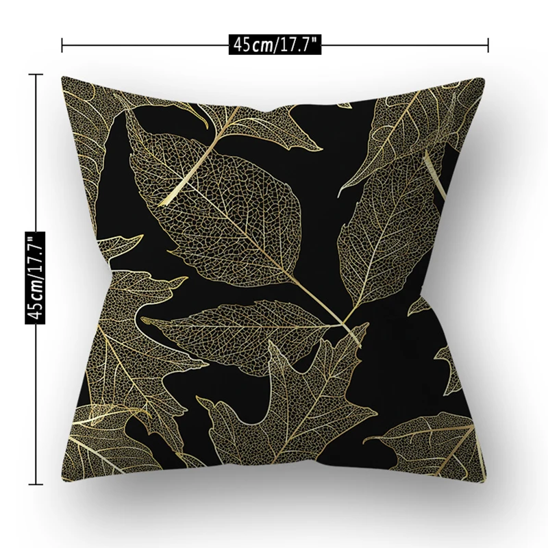 

Gold Plant Printed Polyester Pillow Case Decorative Pillows For Sofa Cushion Cover Home Decor Cojines Decorativos Para Sof