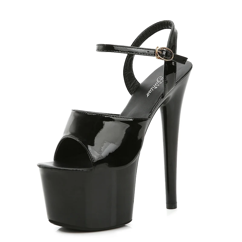 Heel 17cm Модельные босоножки на высоком тонком каблуке 13-17 см, пикантные черные летние туфли на платформе и высоком каблуке - Цвет: Heel 17cm