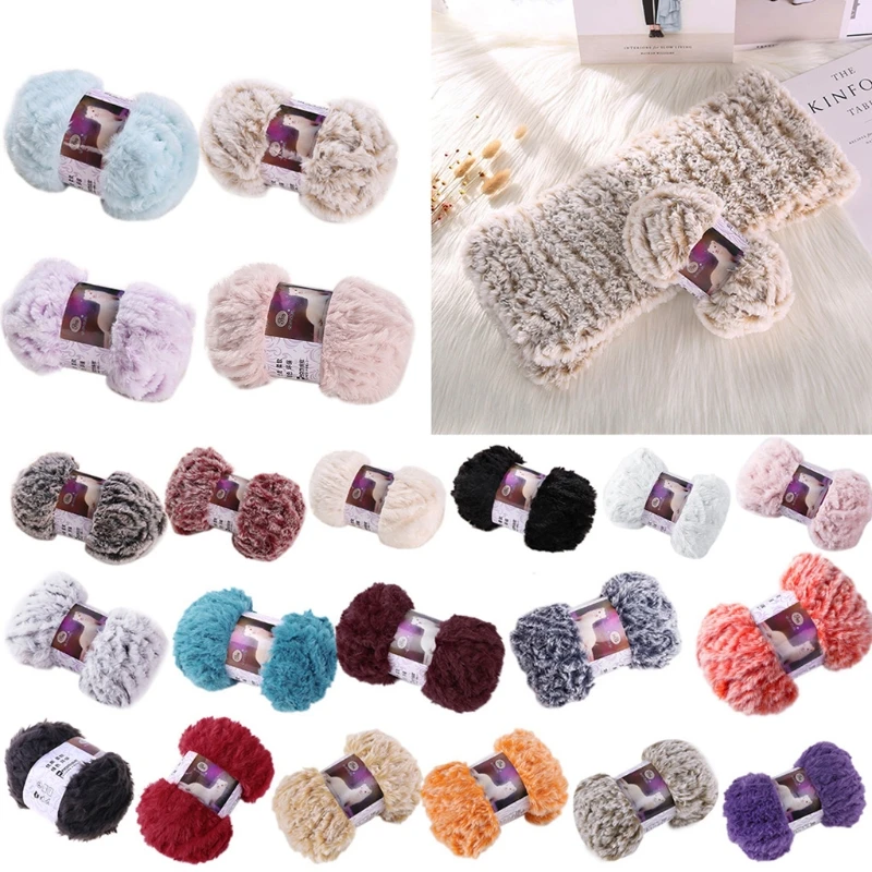 

50g/Ball DIY Fluffy Plush Chunky Thick Knitting Yarn Multicolor Hand-Woven Crochet Velvet Thread for Baby Warm Hat Scarf