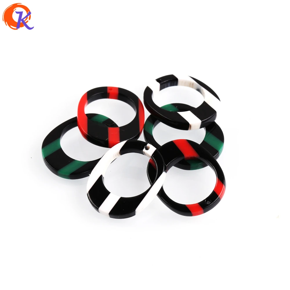 

17*22MM Earring Multicolor Jewelry Accessories 30Pcs/Lot Hollow Oval Acetic Acid Resin Material Charms For Jewelry Making